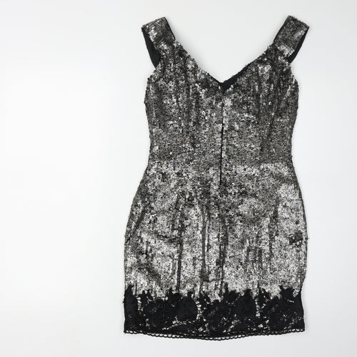Topshop Women's Silver Bodycon Dress Size 8