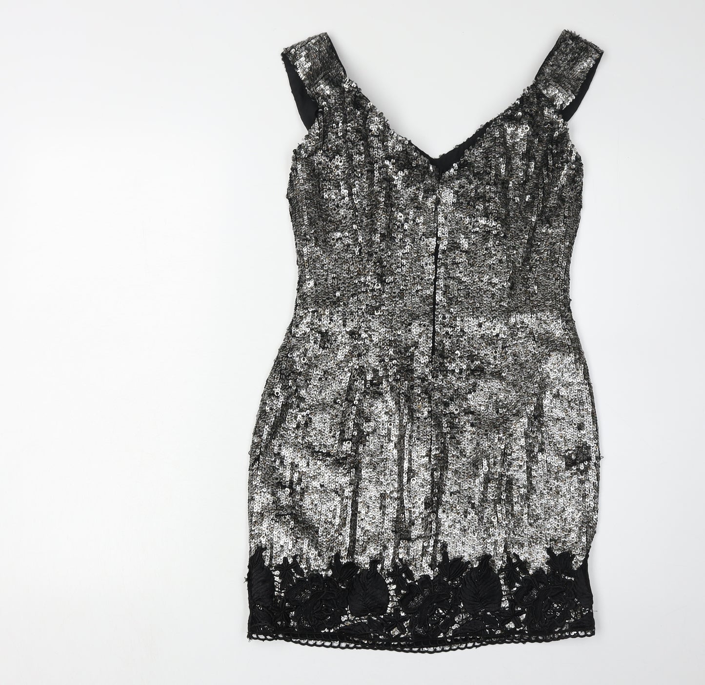 Topshop Women's Silver Bodycon Dress Size 8