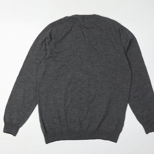 Marks and Spencer Men's Grey V-Neck Wool Pullover M