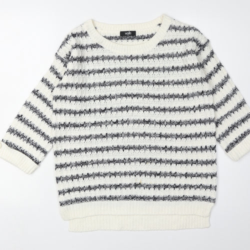 Wallis Women's Ivory Striped Pullover Jumper S