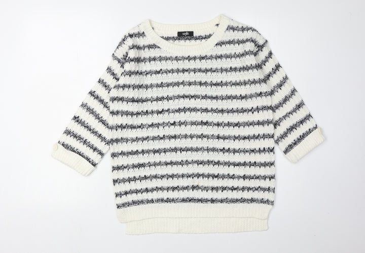 Wallis Women's Ivory Striped Pullover Jumper S