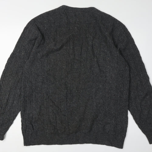 Jack Wills Grey XL Men's Cable-Knit Wool Pullover