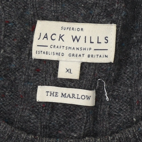 Jack Wills Grey XL Men's Cable-Knit Wool Pullover