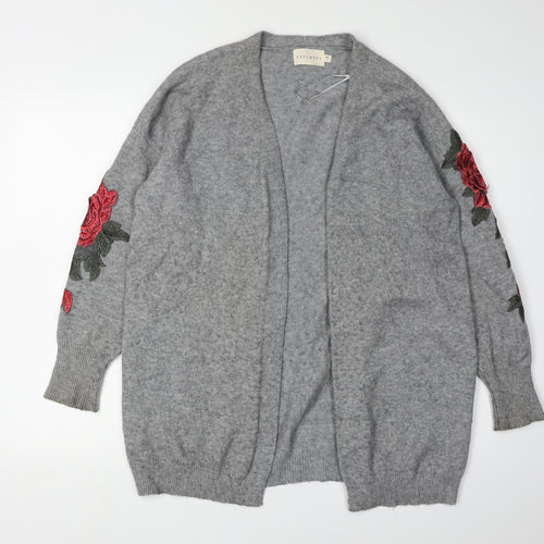 Dreamers Women's Grey Embroidered Cardigan L