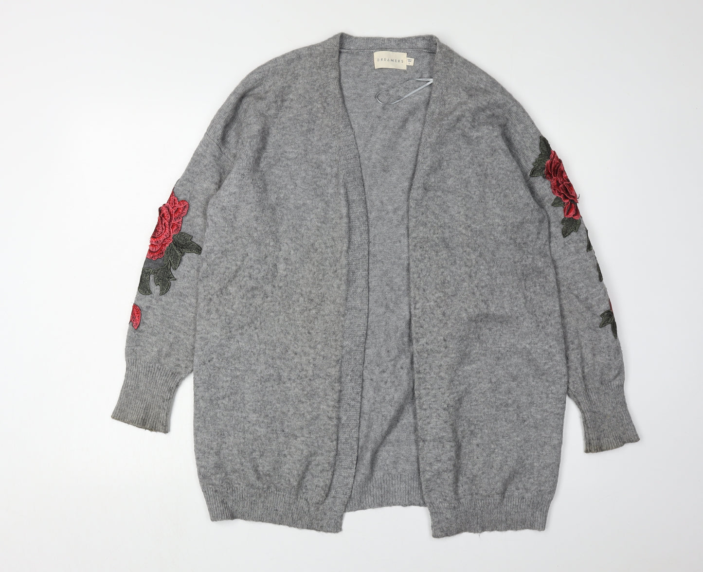 Dreamers Women's Grey Embroidered Cardigan L