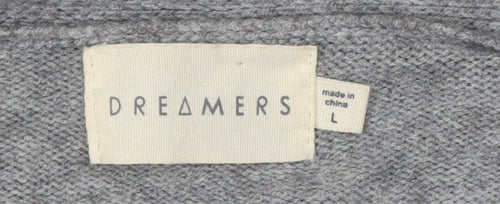 Dreamers Women's Grey Embroidered Cardigan L