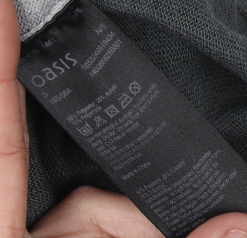 Oasis Women's Grey Leopard Print Roll Neck Jumper S