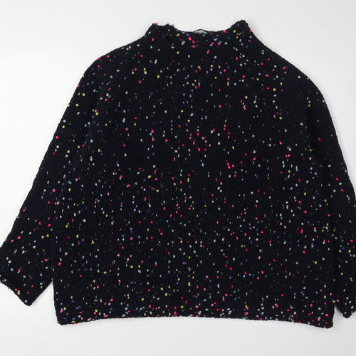 Next Women's Black Polka Dot Mock Neck Jumper L