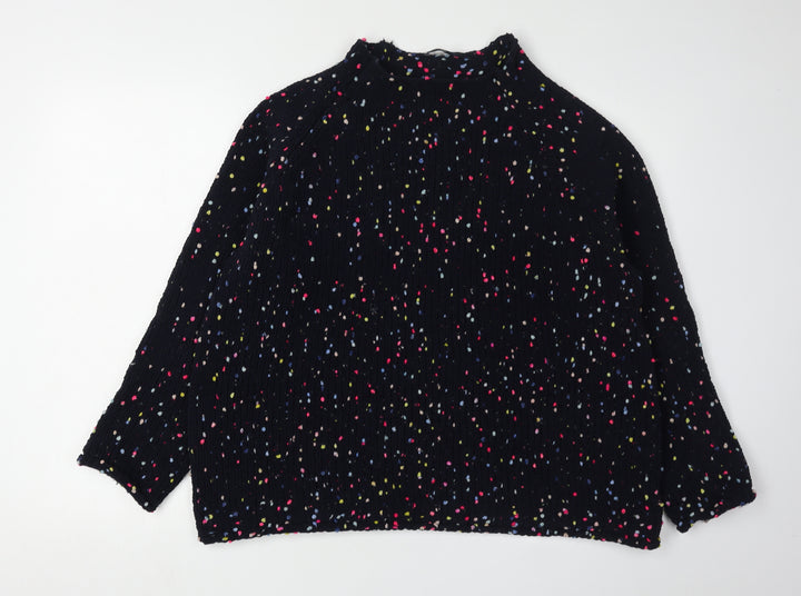 Next Women's Black Polka Dot Mock Neck Jumper L
