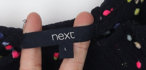 Next Women's Black Polka Dot Mock Neck Jumper L