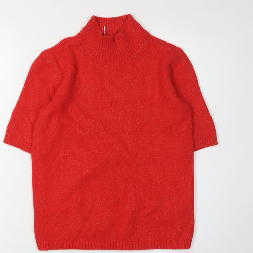 Marks and Spencer Women's Red High Neck Pullover Jumper XS
