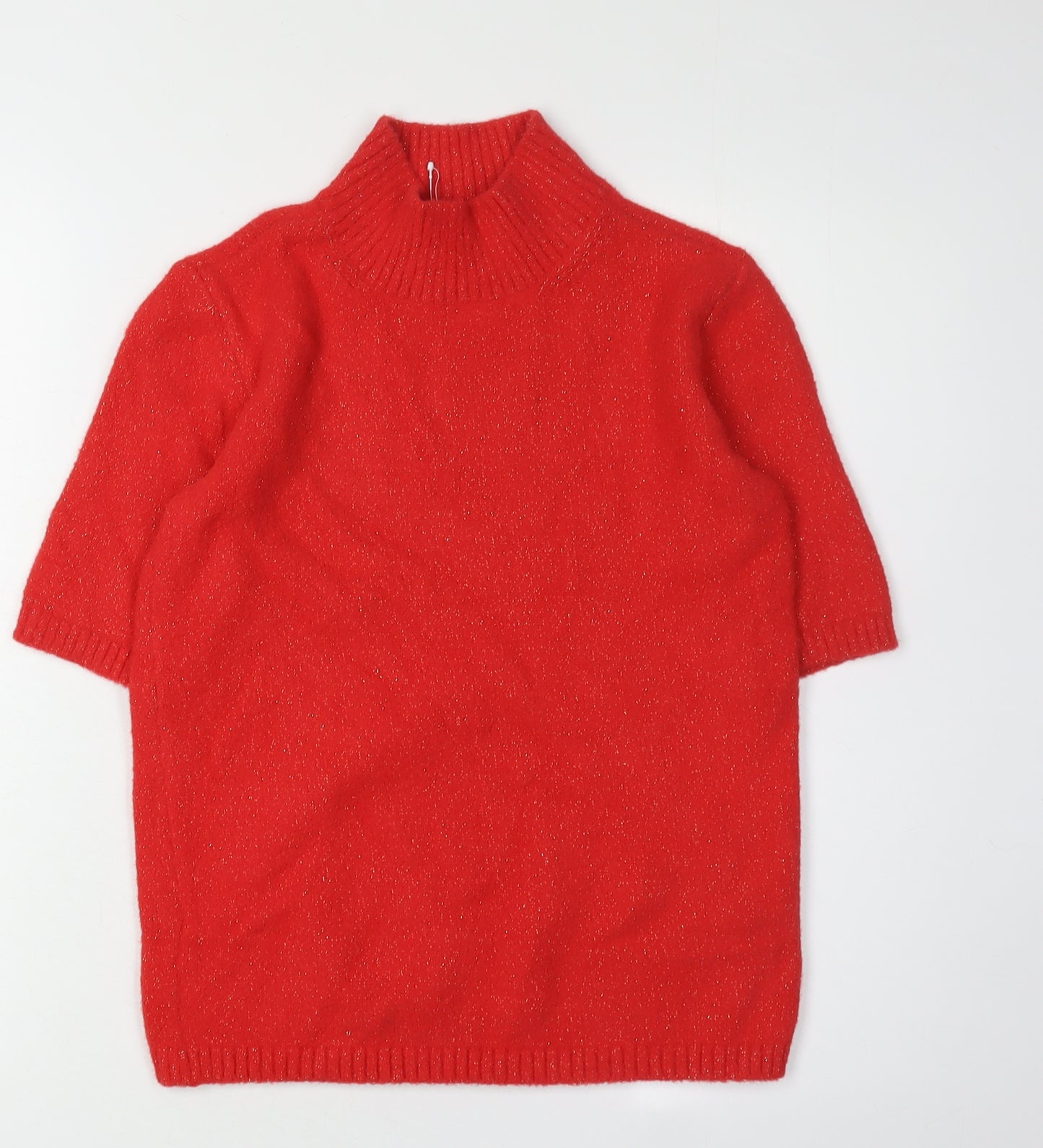 Marks and Spencer Women's Red High Neck Pullover Jumper XS