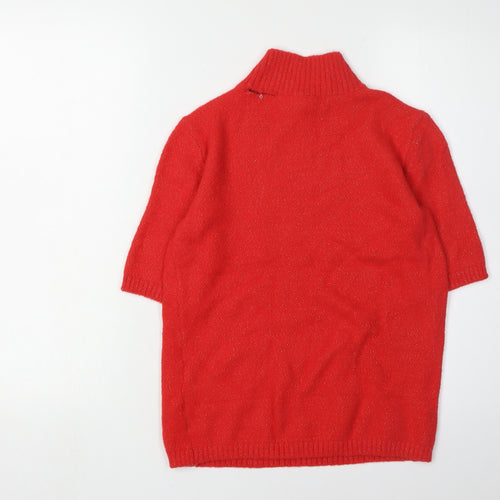 Marks and Spencer Women's Red High Neck Pullover Jumper XS
