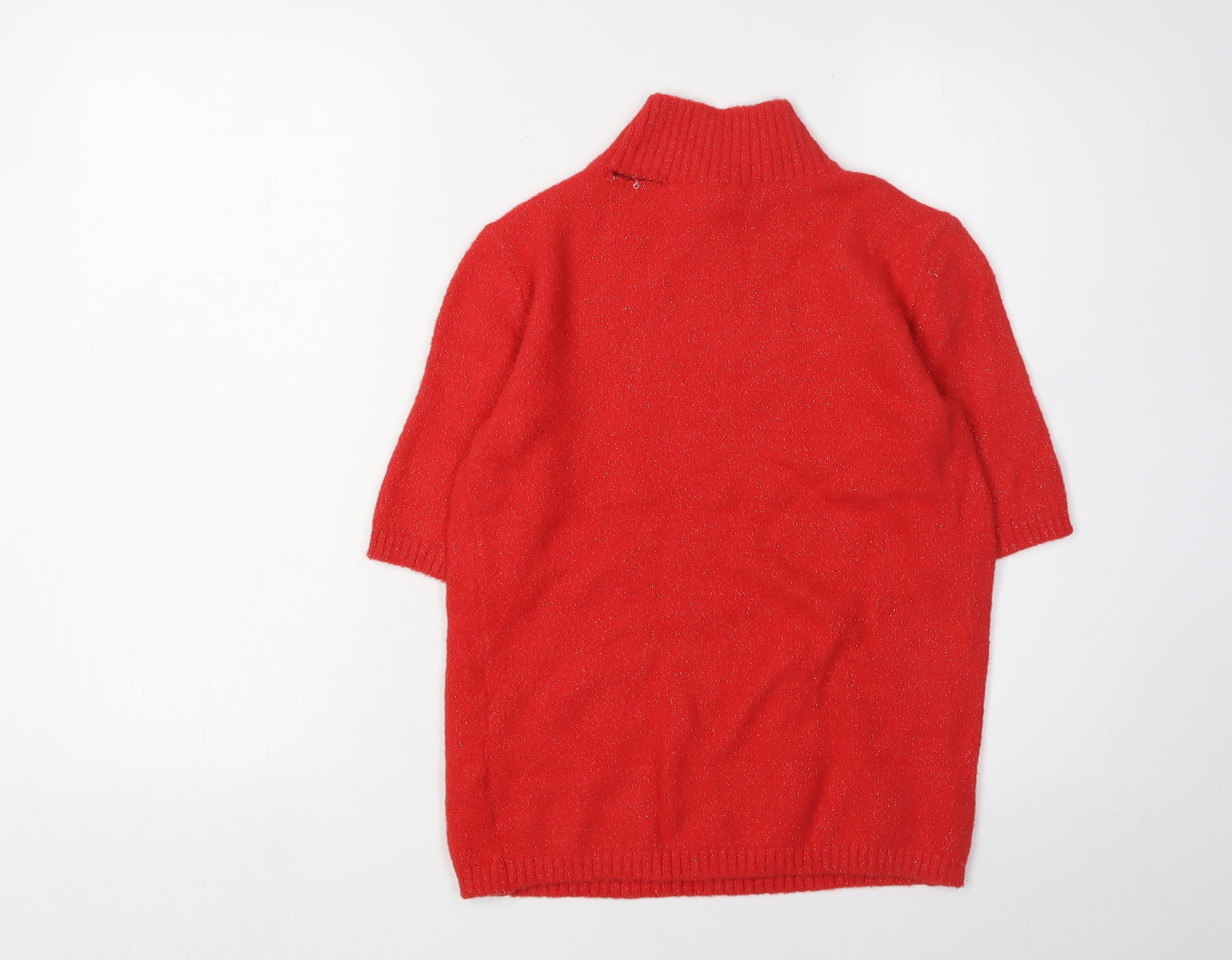 Marks and Spencer Women's Red High Neck Pullover Jumper XS
