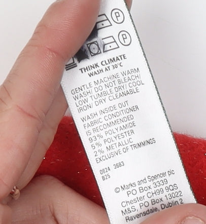 Marks and Spencer Women's Red High Neck Pullover Jumper XS