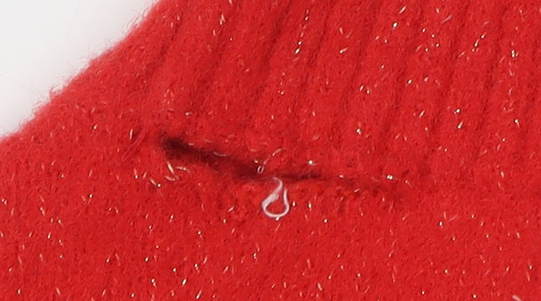 Marks and Spencer Women's Red High Neck Pullover Jumper XS