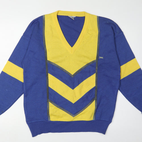 Firenze Men's Blue Geometric Pullover Jumper M