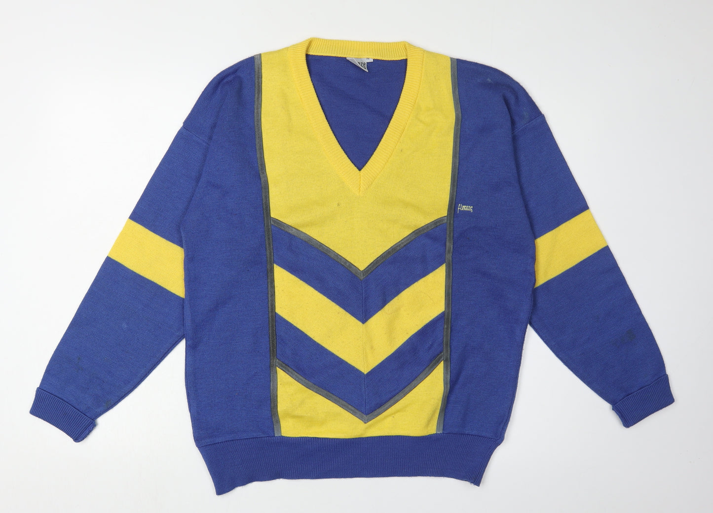 Firenze Men's Blue Geometric Pullover Jumper M