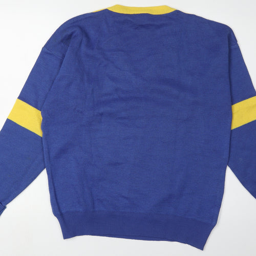 Firenze Men's Blue Geometric Pullover Jumper M