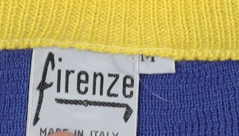 Firenze Men's Blue Geometric Pullover Jumper M