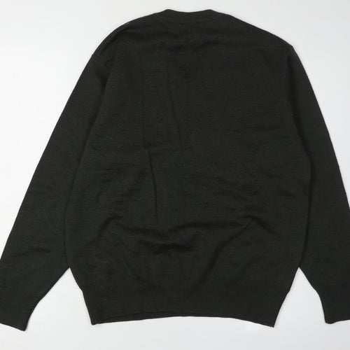 Gabicci Men's Black Argyle V-Neck Pullover Jumper M