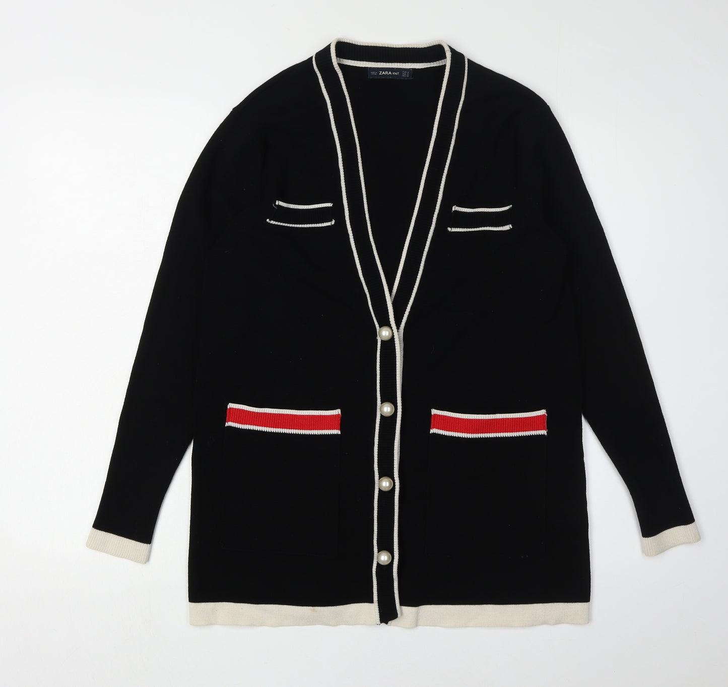 Zara Women's Black Cardigan, Size S, Button Accents