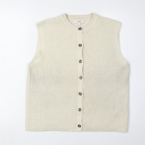 Marks and Spencer Women's Beige Sleeveless Cardigan M