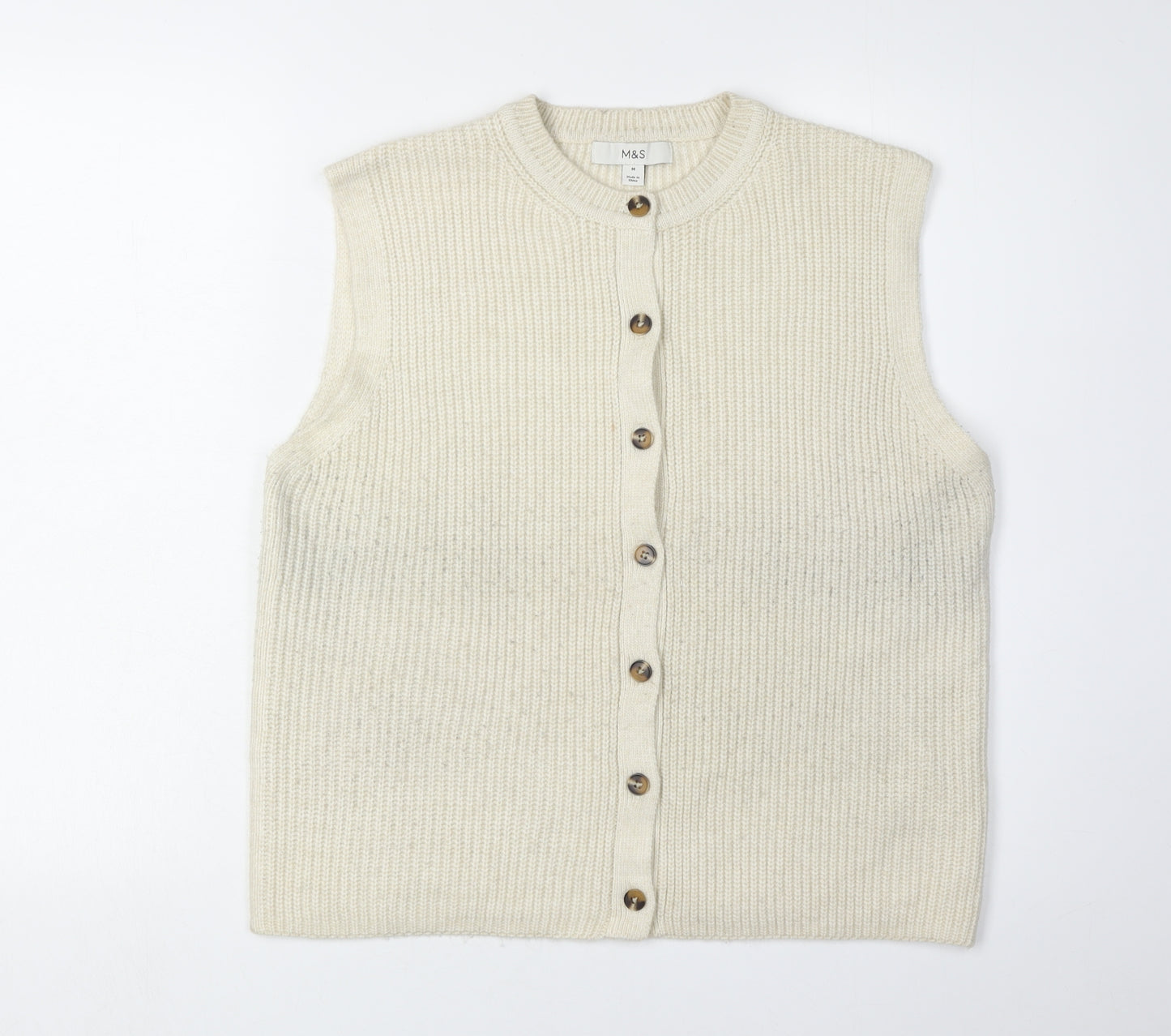 Marks and Spencer Women's Beige Sleeveless Cardigan M