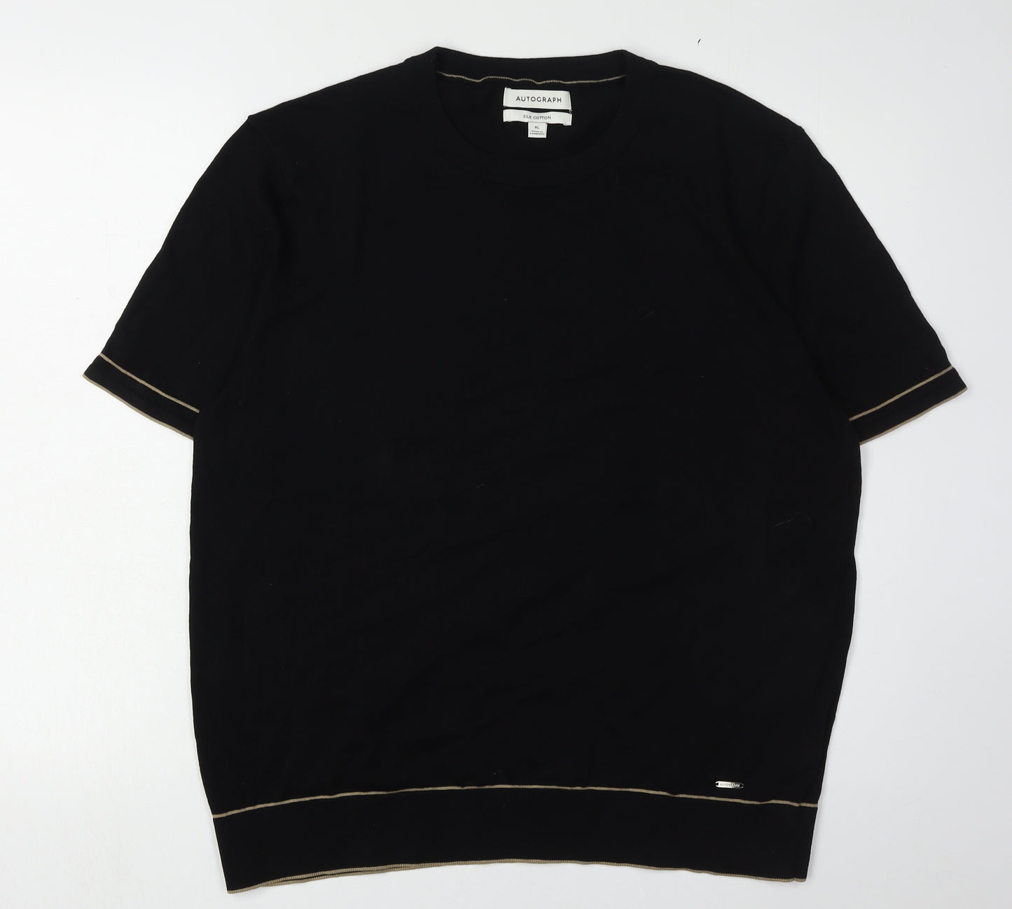 Autograph Men's XL Black Silk Cotton Pullover Jumper