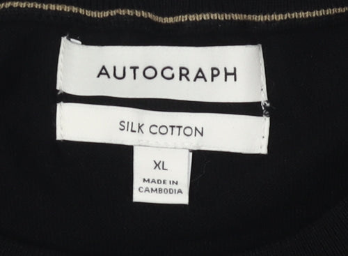 Autograph Men's XL Black Silk Cotton Pullover Jumper
