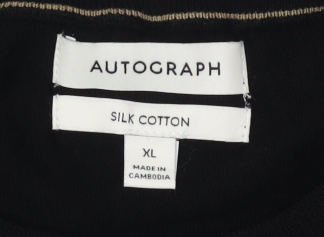 Autograph Men's XL Black Silk Cotton Pullover Jumper