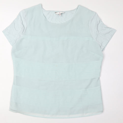 J by Jasper Conran Women's Blue Blouse, Size 16, Short Sleeve