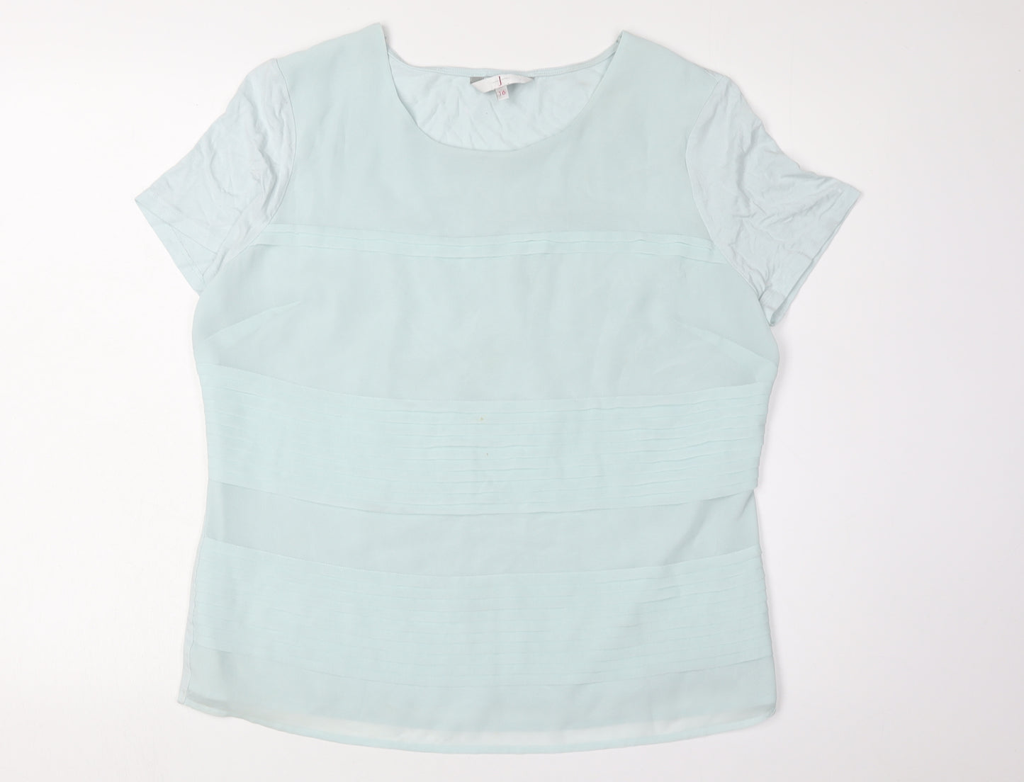 J by Jasper Conran Women's Blue Blouse, Size 16, Short Sleeve