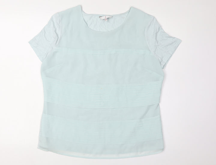 J by Jasper Conran Women's Blue Blouse, Size 16, Short Sleeve