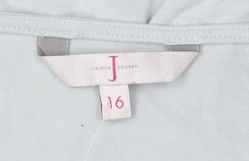 J by Jasper Conran Women's Blue Blouse, Size 16, Short Sleeve