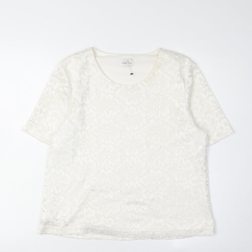 Eastex Women's Ivory Lace T-Shirt, Size 16, Casual Elegance