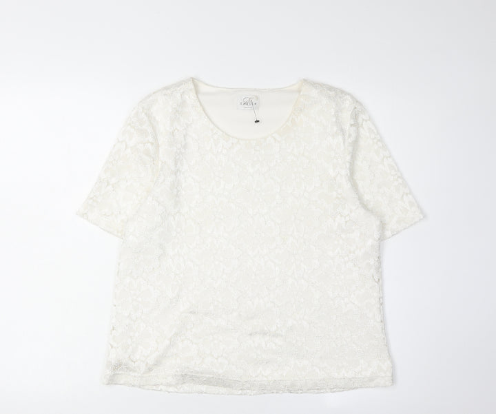 Eastex Women's Ivory Lace T-Shirt, Size 16, Casual Elegance