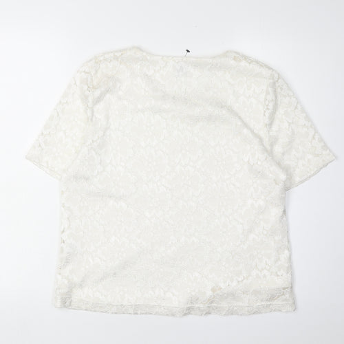 Eastex Women's Ivory Lace T-Shirt, Size 16, Casual Elegance