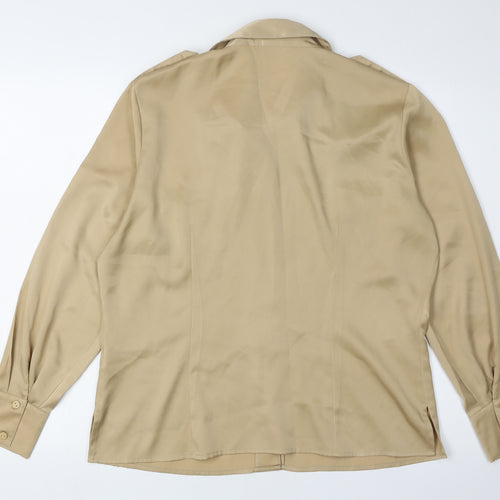 Marks and Spencer Women Beige Blouse UK 16 Long Sleeve