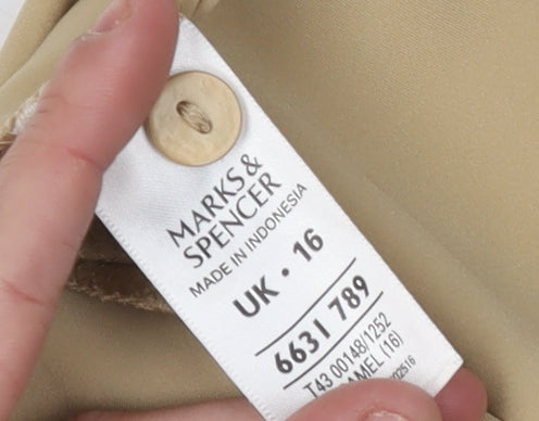 Marks and Spencer Women Beige Blouse UK 16 Long Sleeve