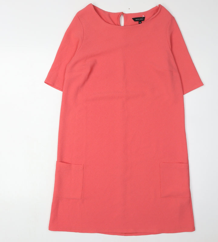 New Look Pink Women's Shift Dress - Size 10