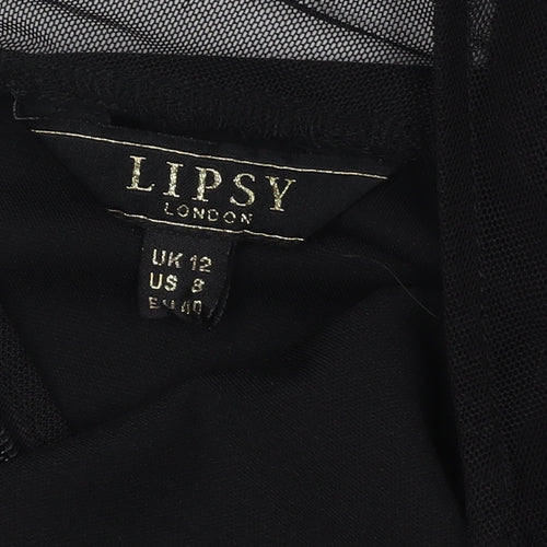 Lipsy Women's Black Bodycon Dress, Size 12, Sequin