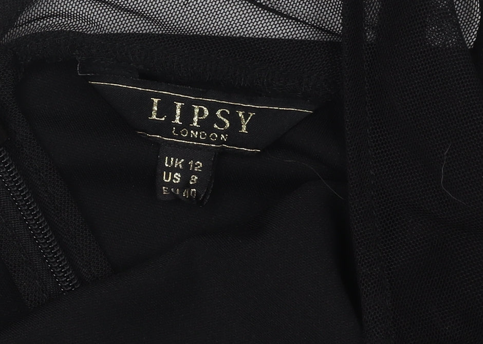 Lipsy Women's Black Bodycon Dress, Size 12, Sequin