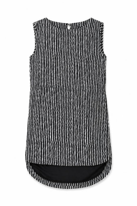 Front view of VILA Women's Black Striped Sleeveless Dress S