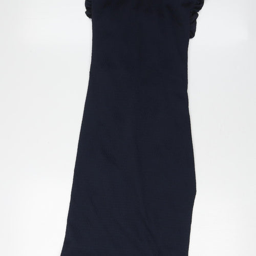 Elegant Black Ruched Bodycon Dress - Size 8