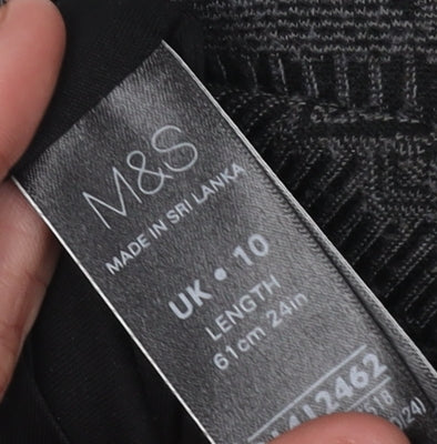 Marks and Spencer Black Geometric Midi Pencil Skirt - Size 10