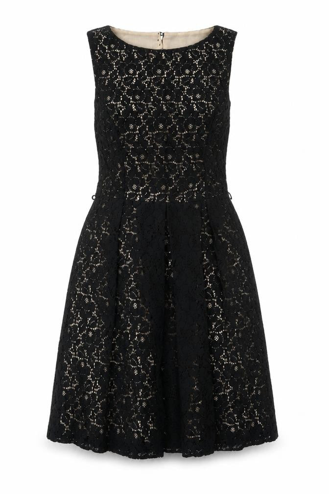 Oasis Women's Black A-Line Floral Lace Dress Size 12