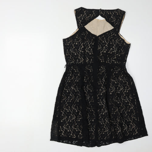Oasis Women's Black A-Line Floral Lace Dress Size 12