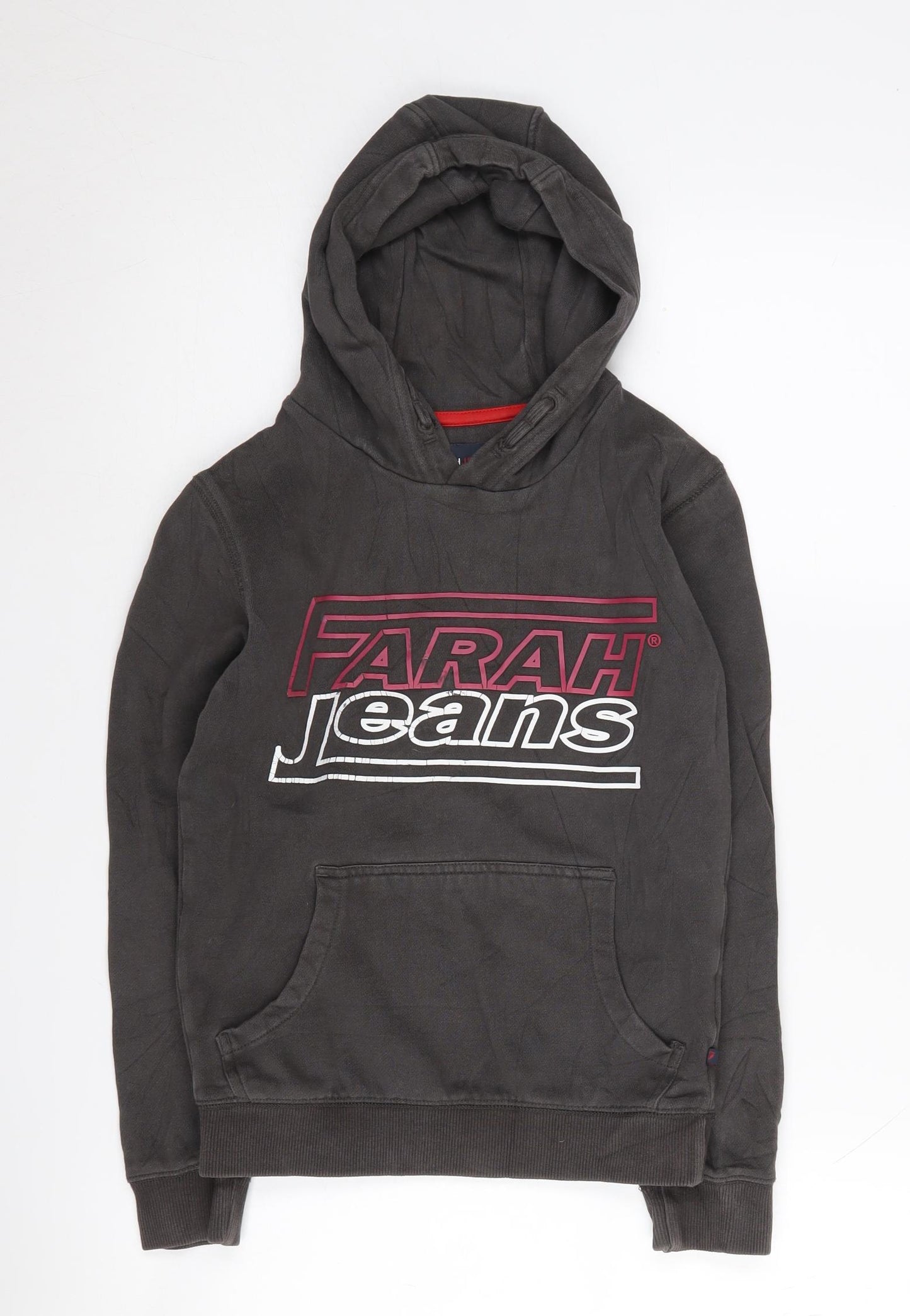 Farah Jeans Boys Black Pullover Hoodie, Size 10-11Y