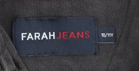 Farah Jeans Boys Black Pullover Hoodie, Size 10-11Y